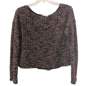 Crystal K Pink, Black & Purple Crop Sweater | Size M
